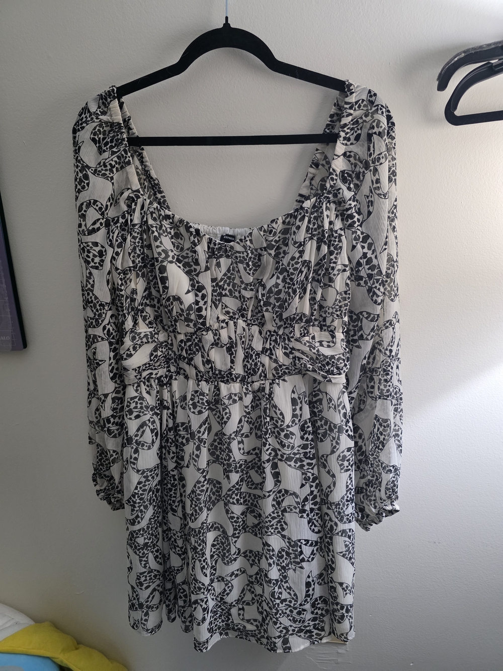 Womens Express Long Sheer Sleeve Dress
